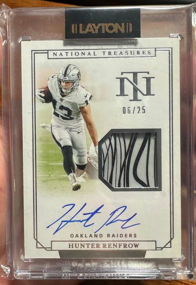 2019 Panini National Treasures Hunter Renfrow RC Glove Patch RPA Auto Panthers - Image 1 of 2