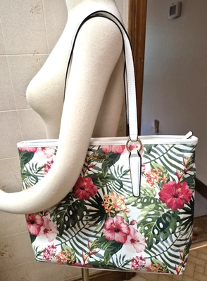 Franco Sarto Purse Bag Italian designer summer tote lap top bag bright flowers - Image 1 of 4