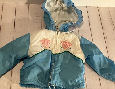 Chaqueta cortavientos vintage años 80 Baby Kmart 24 m azul flores utilería años 80 retro Foto 1 de 4