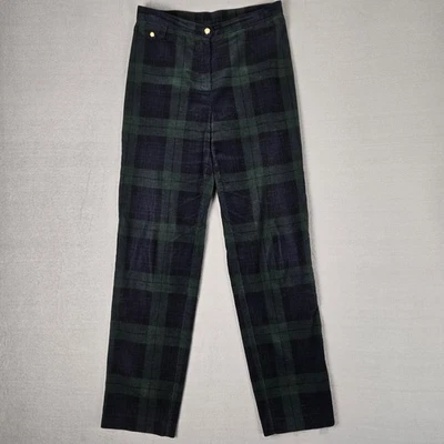 Lauren Ralph Lauren Pants Womens 6 Corduroy Tartan Blackwatch Blue/Green Plaid - Image 1 of 4