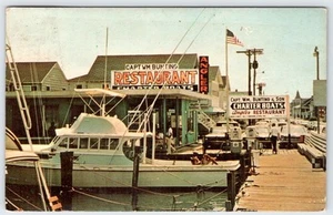 Tarjeta postal Captain Bunting 1966 restaurante charter barcos Ocean City Maryland MD - Imagen 1 de 2
