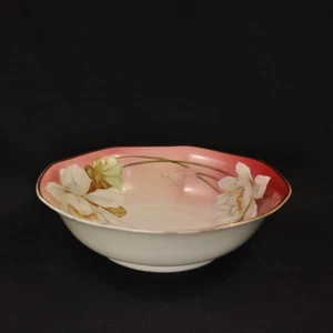 MZ Moritz Zdekauer Centerpiece Bowl HP White Magnolia Flowers w/Gold 1884-1910 - Picture 1 of 10