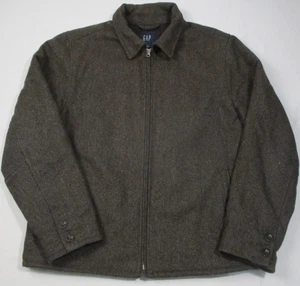 Gap Jacket Uomo MD Marrone Spina di Pesce Cappotto Lana Collo Zip Trapuntato Foderato - Foto 1 di 6