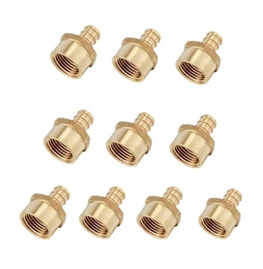 10 PCS Pex 1/2 Inch x1/2 Inch Female NPT Adapter Brass Barb Crimp Fittings, A... - Picture 1 of 7