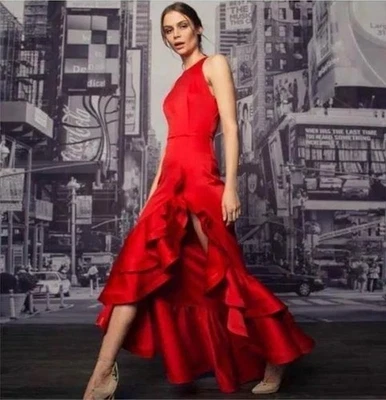 Bronx & Banco Womens Red Ruffle Gown Dress AU 12 US 8  Designer + PARTY RRP$800 - image 1 of 4