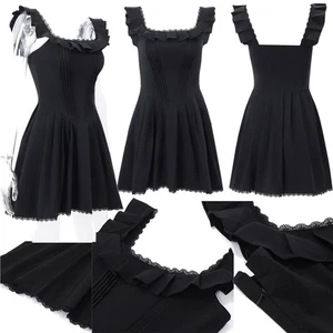 Women Girls Dress Sweet Square Collar Sleeveless A -line Slim-fitting Lace Party - Picture 1 of 25
