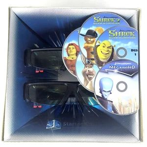 Samsung 3D Glasses Starter Kit 3D S With Shrek, Megamind 3D Blu-ray Discs Movies - Picture 1 of 10