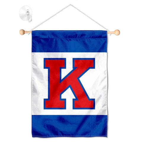 Kansas Jayhawks Big K Banner Window Hanging with Suction Cup Cover