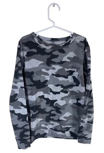 Cat & Jack Boys Gray & Black Camo Grid Pattern Long Sleeve Thermal Shirt size 10 - Picture 1 of 9