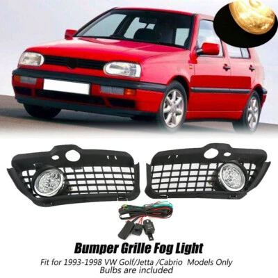 Par de cubiertas de rejilla de luz antiniebla LED para parachoques para VW MK3 Golf Jetta Cabrio 1993-98 Foto 1 de 4