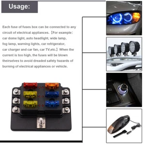 6-Way Auto Fuse Box 12V 24V Universal for ATO ATC Blade Fuses in Cars Trucks - Picture 1 of 7