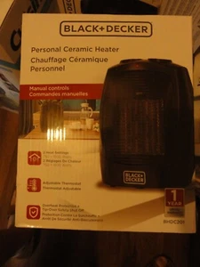 BLACK+DECKER BHDC201 750-1500 WATTS Personal Ceramic Indoor Heater - Black NEW - Picture 1 of 4