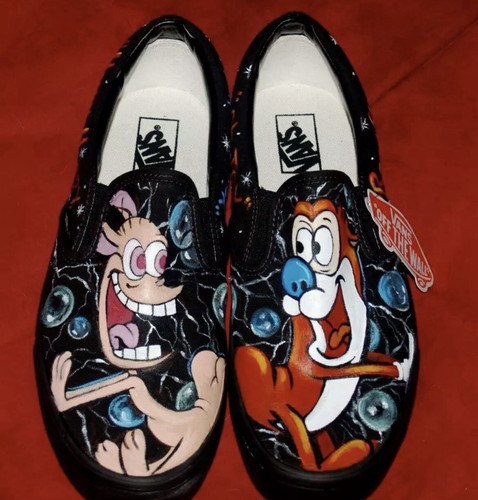 Slip on VANS personalizzati dipinti a mano Ren Stimpy qualsiasi personaggio dipinto uomo e donna