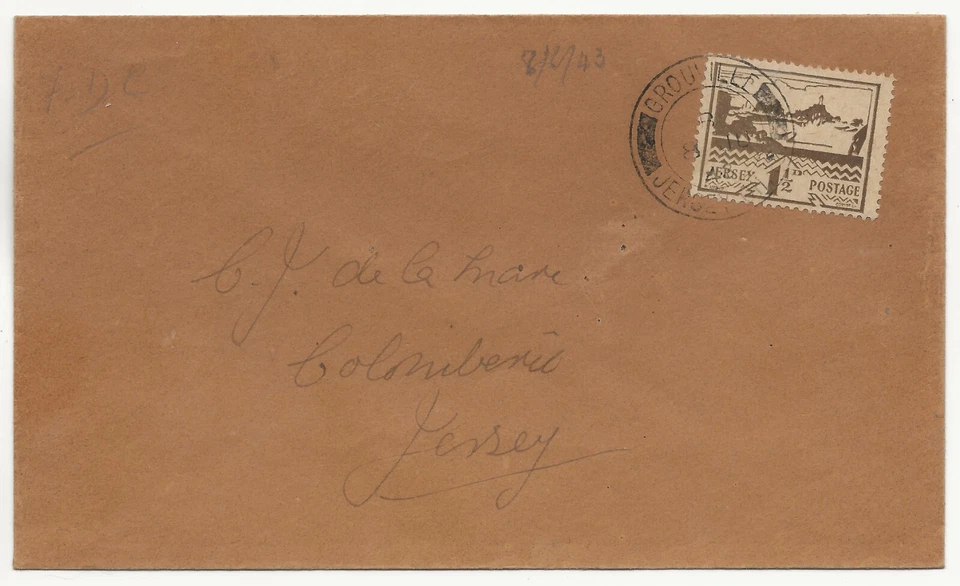 GB Jersey 1943 WW2 Occupation Cover SG 5 FDC - Image 1 of 1
