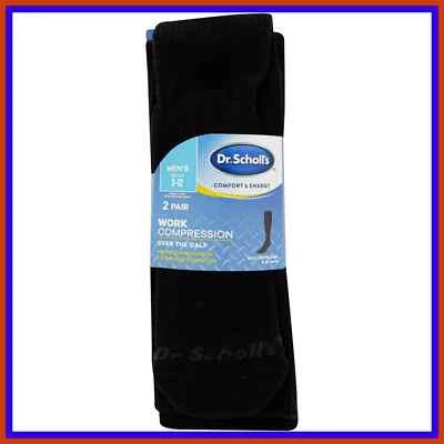 Dr. Scholls 2 PARES Calcetines de Compresión de Trabajo para Diabetes Sobre la Pantorrilla 7-12 Negros Foto 1 de 4