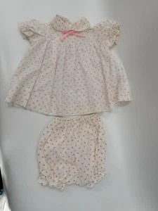 Vintage Baby Girls Dress Pink and White Dress with Bloomers Handmade 18MTHS? - Picture 1 of 10