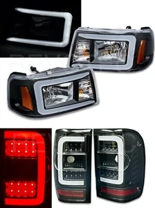 2001-2011 Ford Ranger Black C Bar Headlights & LED Tail Lights Black - Picture 1 of 11