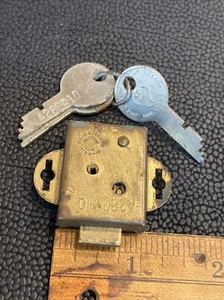 VTG Half Mortise Lock Chest Trunk Box Cabinet Brass Lock 3 Keys A280P10 WORKING - Picture 1 of 24