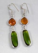 Sterling Silver Peridot Citrin Oval Shape silver/Gold/ Rose Plated Earrings