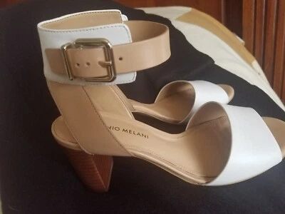 Antonio Melani ivory and tan leather heeled sandals size 8m NWOT - Image 1 of 4