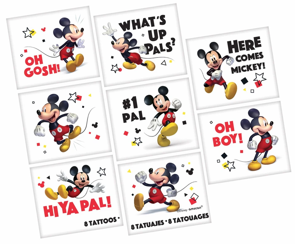 Mickey Mouse Temporary TATTOOS Birthday Party Favor Stocking Stuffers One Sheet - Image 1 of 4