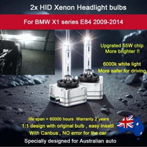 For BMW X1 E84 2009-2014 2x HID Headlight Bulb Xenon 6000K CANBUS high low AU - Picture 1 of 13