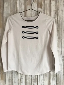 Hanna Andersson 150 White Black Long Sleeve Print Top - Picture 1 of 8