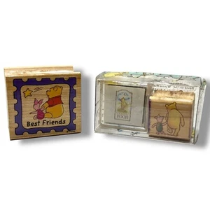 Disney's Winnie the Pooh Rubber Stamp Lot Pooh & Piglet All Night Media Vintage - Picture 1 of 10