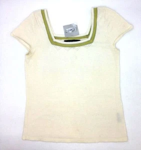 New $109 Kasper Women'S Beige Green Stripe Short Sleeved Knit Blouse Top Size S - Picture 1 of 1