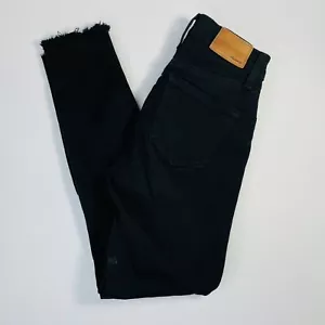 Madewell 10 Inch High Rise Skinny Skinny Black Jeans Womens 25 Raw Hem F9226 - Picture 1 of 10