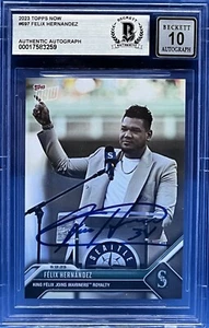 2023 Felix Hernandez Autographed Topps Now #697 Card Beckett Slab BAS 10 Auto - Picture 1 of 3