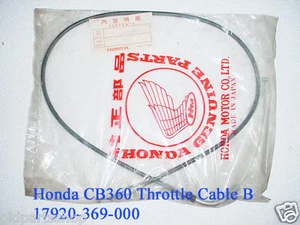 Honda CB360 CJ360 Throttle Cable NOS Genuine CB 360 THROTTLE WIRE 17920-369-000 - Picture 1 of 2