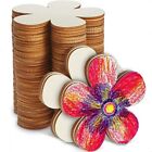 80Pcs Flower Shape Blank Wood Chips Blossom Painted Graffiti Wooden Pieces1262
