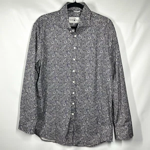 Camisa con botones Blake Mill para hombre XL cuello recortado púrpura calaveras rosas roca - Imagen 1 de 12