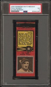 1934 Diamond Matchbooks Paul Waner PSA 3 **Second highest graded**