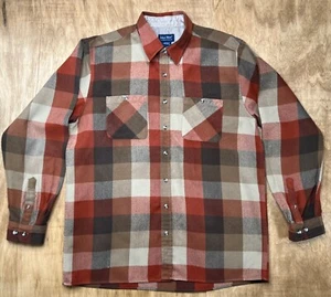 John Blair Vintage Plaid Flannel Burnt Orange Brown Men’s Large Tall - Picture 1 of 16