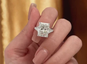 14k White Gold Engagement Ring 5.00 Carat Radiant Cut Lab Created Diamond - Picture 1 of 5