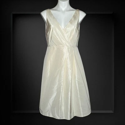 J. Vestido envolvente Crew seda marfil sin mangas nuevo con etiquetas talla 8 cóctel fiesta boda Foto 1 de 4