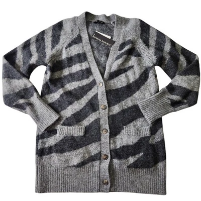 Banana Republic Alpaca Wool Blend Cardigan Sweater Size S Zebra Print Baggy - Image 1 of 4