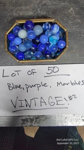 Vintage Konvolut 50 blau lila Murmeln klassische Spielergröße seltene Farbe - Bild 1 von 1
