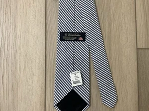 NEW BROOKS BROTHERS Mens Tie Blue White Seersucker 59”L 3” W Made In USA - Picture 1 of 5