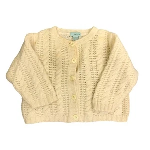 Cárdigan Celeste bebé talla 12-18M cremoso tejido con cable manga larga 100 % cachemir - Imagen 1 de 6