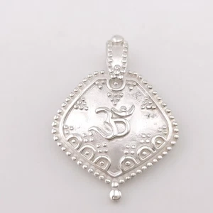 Satya Sterling Silver Hindu Sanskrit "Om" Beaded Pendant - Picture 1 of 11