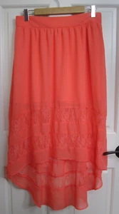 Vanity Orange Sheer Hi-Lo Skirt Womens Size L 31x25.5-34 Lace Accent 138-33440 - Picture 1 of 5