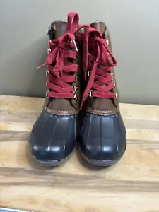 Comfort Rain Entente Stiefel Damen Größe 7 Flanell innen rot Schnürsenkel - Bild 1 von 11