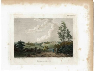 COLOURED ENGRAVING FROM The Itinerant 1802 HUNGERTON LODGE LINCOLNSHIRE - Picture 1 of 1