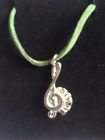 Music Note With Words TG280 Fine English Pewter On 18" Green Cord Necklace