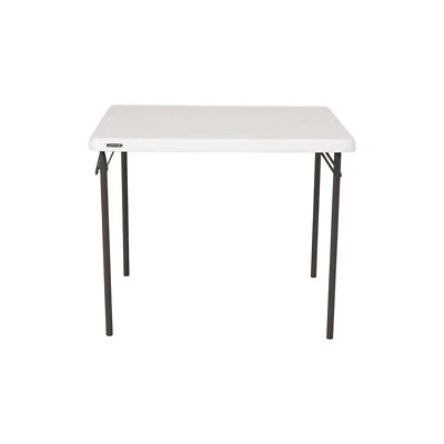 Lifetime 37-Inch Commercial Card Table 80783 White Granite Top Foldable Durable - Image 1 of 4