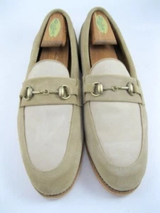 Allen Edmonds "RANDOLPH" Men's BIT Penny Loafers Dress 8 D Bone Suede Mix(589N) - Picture 1 of 11