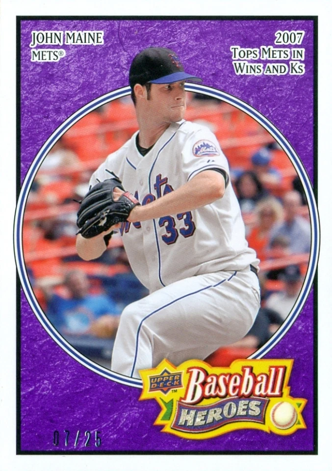 John Maine 2008 cubierta superior béisbol héroes #17 - púrpura paralelo SP/UD #07/25 Foto 1 de 2